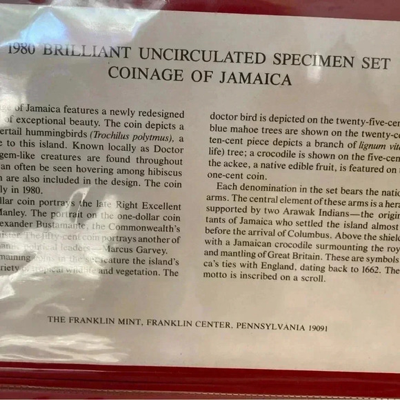 1980 Coinage of Jamaica Brilliant Uncirculated (BU) Specimen Set- RARE - Picture 5 of 6